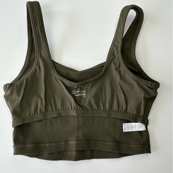 OFFLINE by Aerie Ribbed Square Neck Longline Sports Bra - Picture 3 of 6